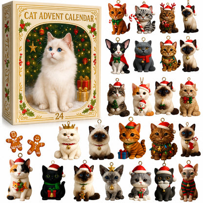 ⏰BUY 2 GET 1 FREE⏰2026 Cat Advent Calendar Gift for Adults Friends Cat Owners and Lovers Christmas Holiday Countdown Gift 24 Designs Cats Charm Christmas Tree Ornament