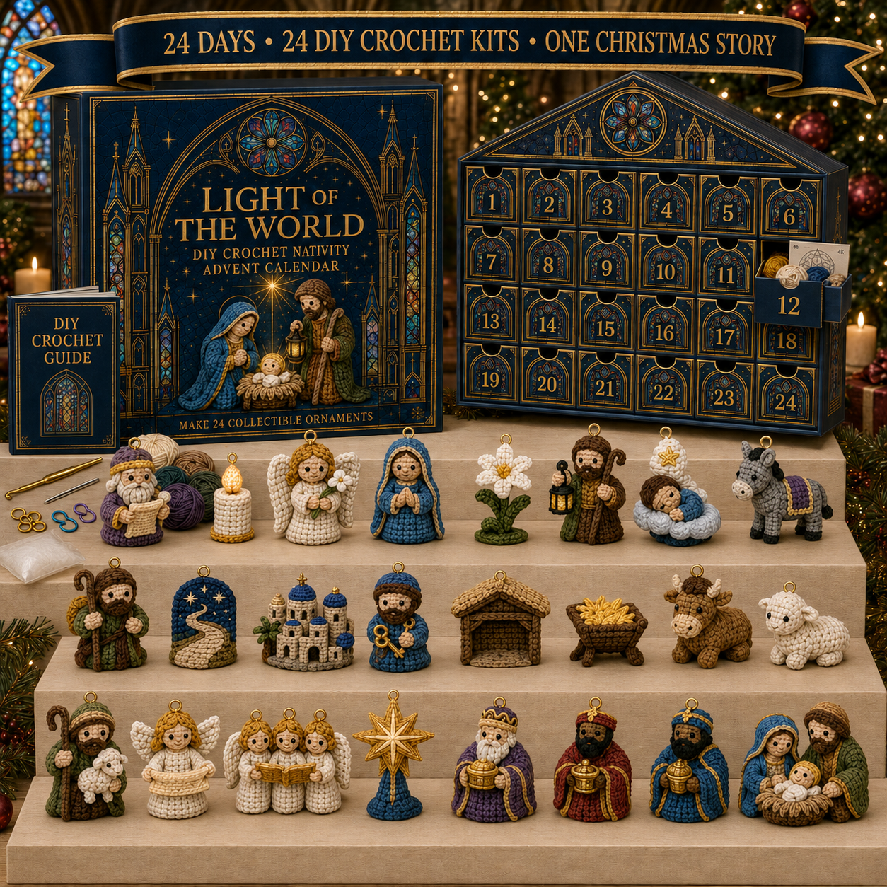 🔥49% Off Last Day - 24‑Day DIY Crochet Nativity Advent Calendar