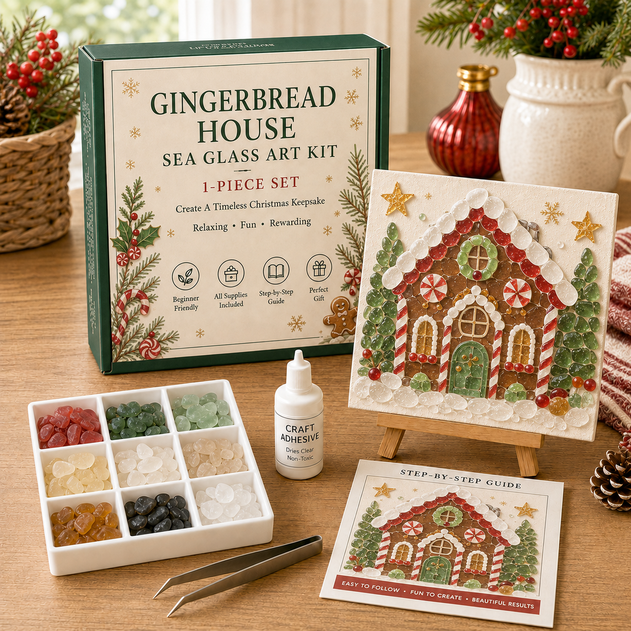 ⏳ Last Day 49% OFF – 🎄 Christmas Sea Glass Art Kit