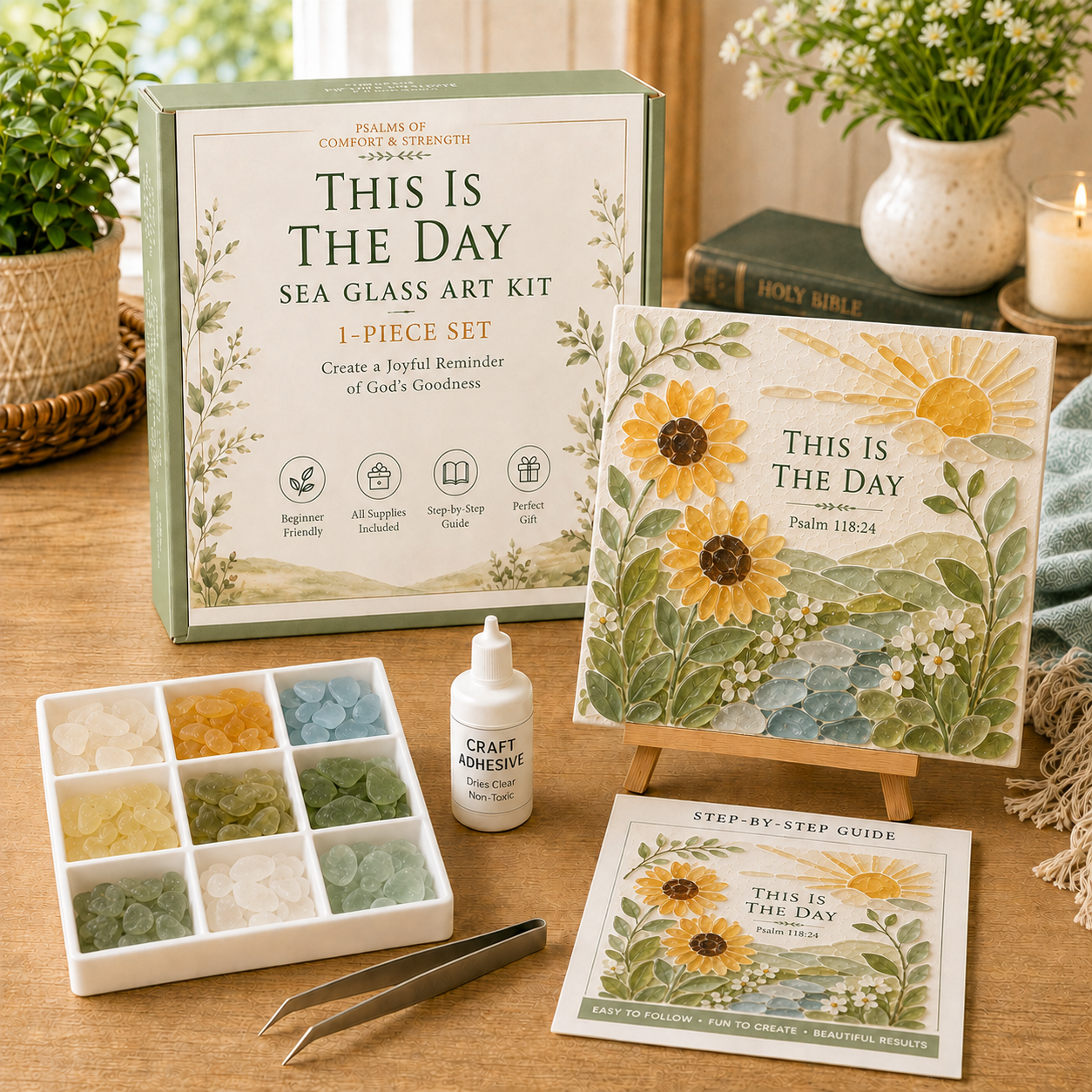 ✝️ Psalms of Comfort & Strength Sea Glass Art Kit