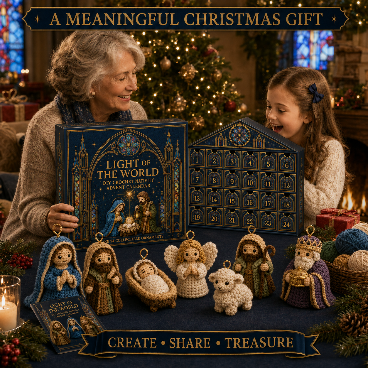 🔥49% Off Last Day - 24‑Day DIY Crochet Nativity Advent Calendar