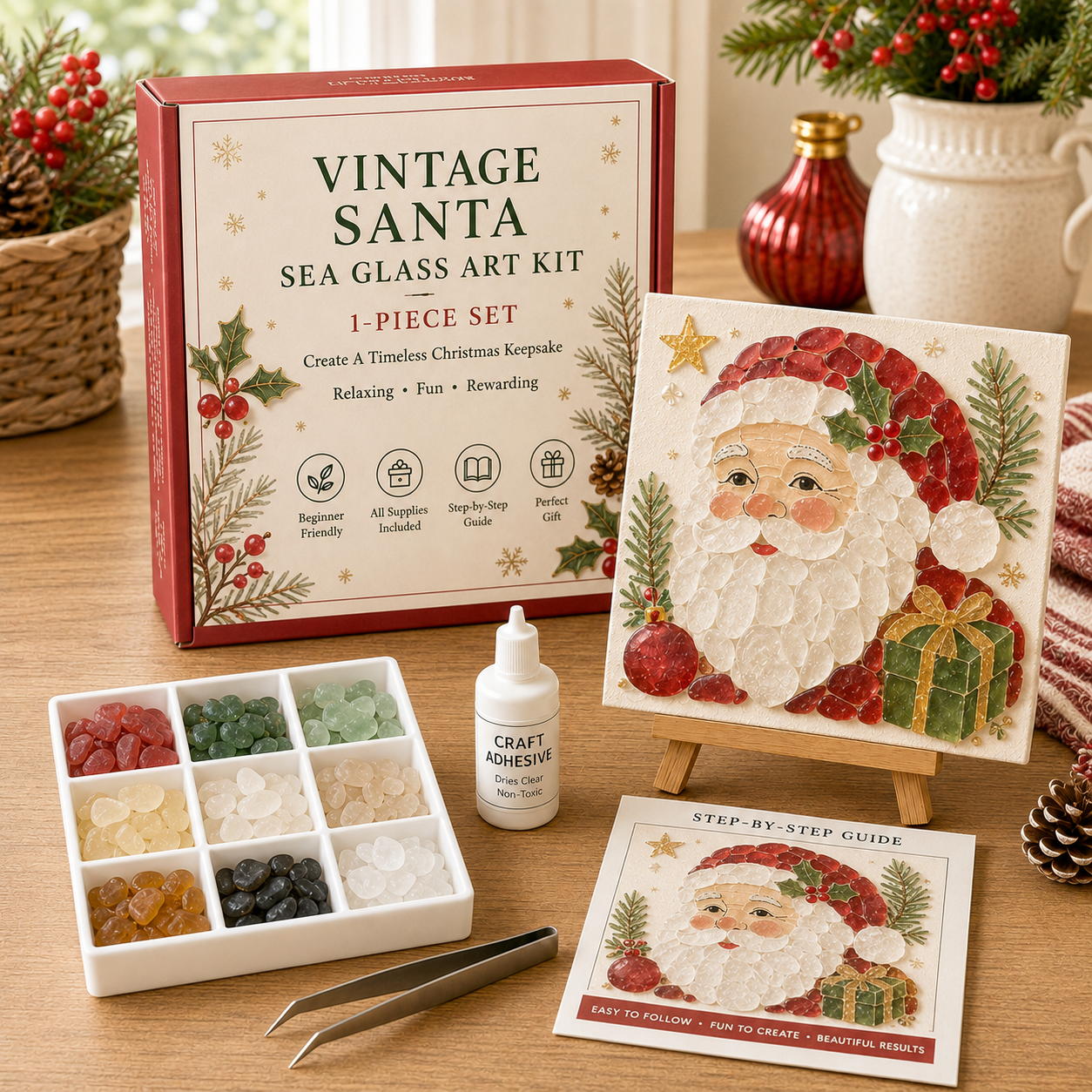 ⏳ Last Day 49% OFF – 🎄 Christmas Sea Glass Art Kit