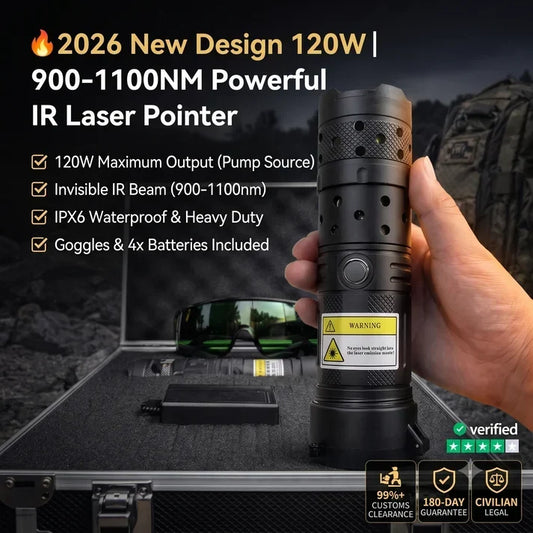 🔥2026 New Design 120W 900-1100NM Powerful IR Laser Pointer (Second item half price)📉