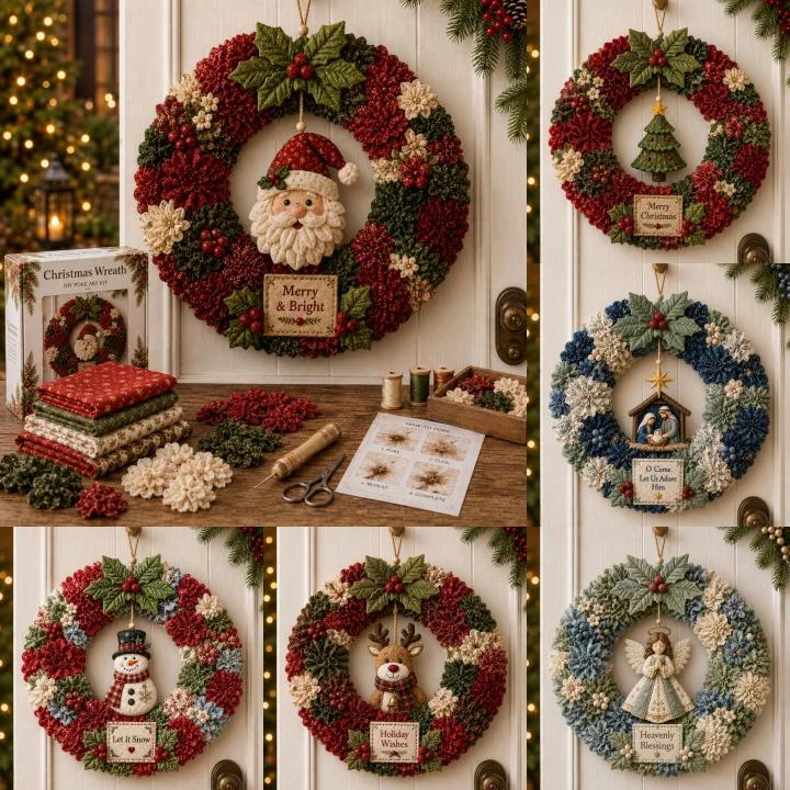 🔥49% Off Last Day - BUY 3 GET 1 FREE🔥🎄 3D Fabric Poke Wreath DIY Kit