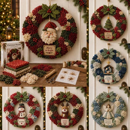 🔥49% Off Last Day - BUY 3 GET 1 FREE🔥🎄 3D Fabric Poke Wreath DIY Kit