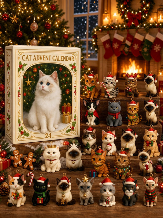 ⏰BUY 2 GET 1 FREE⏰2026 Cat Advent Calendar Gift for Adults Friends Cat Owners and Lovers Christmas Holiday Countdown Gift 24 Designs Cats Charm Christmas Tree Ornament