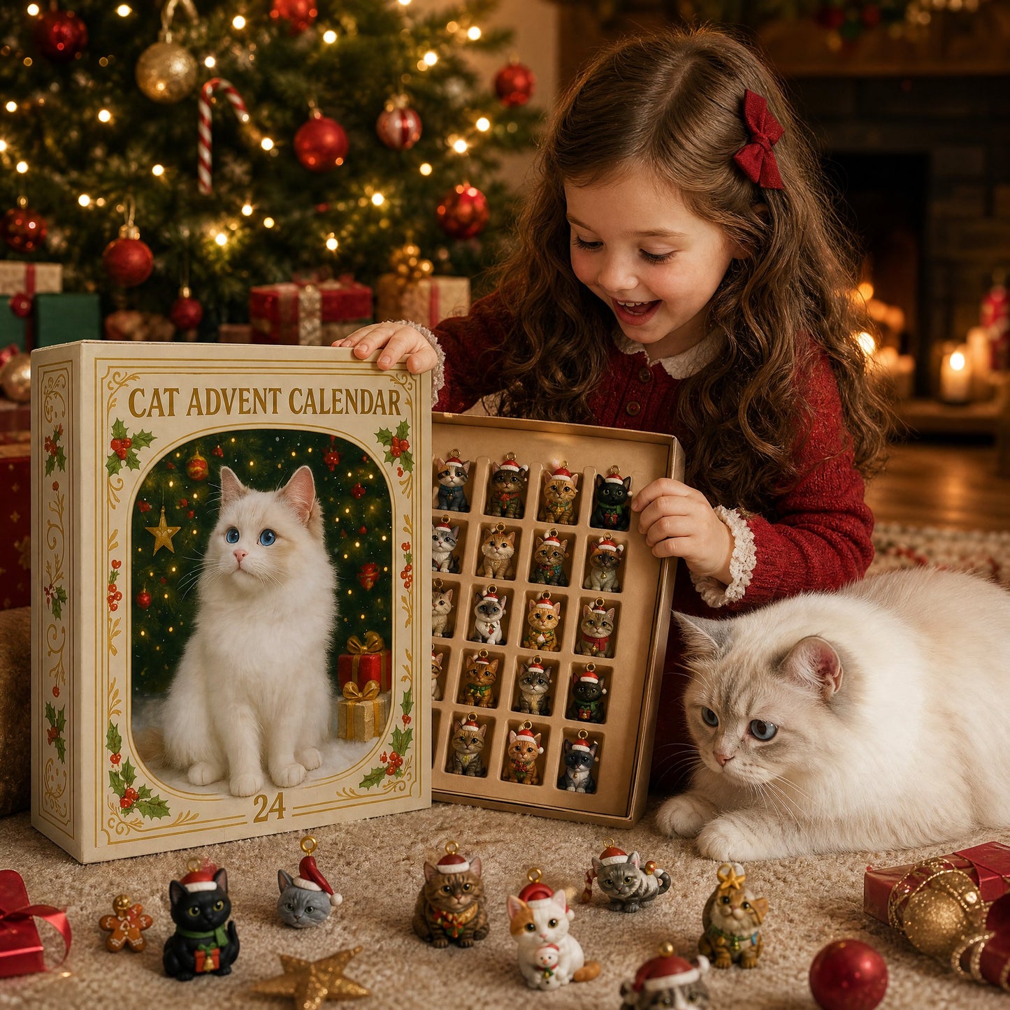 ⏰BUY 2 GET 1 FREE⏰2026 Cat Advent Calendar Gift for Adults Friends Cat Owners and Lovers Christmas Holiday Countdown Gift 24 Designs Cats Charm Christmas Tree Ornament